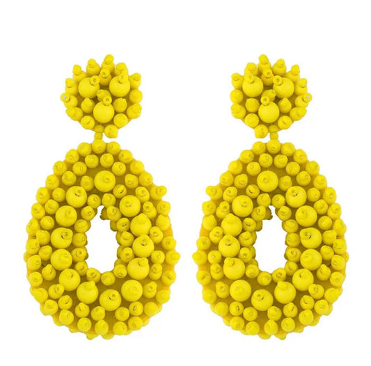 Beaded Yellow Earrings