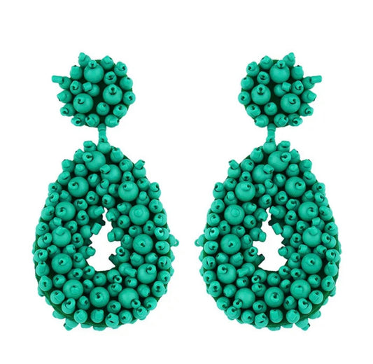 Beaded Green Earrings