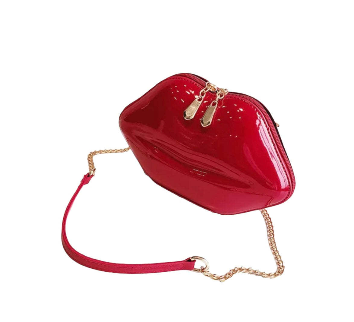 Glossy lip handbag