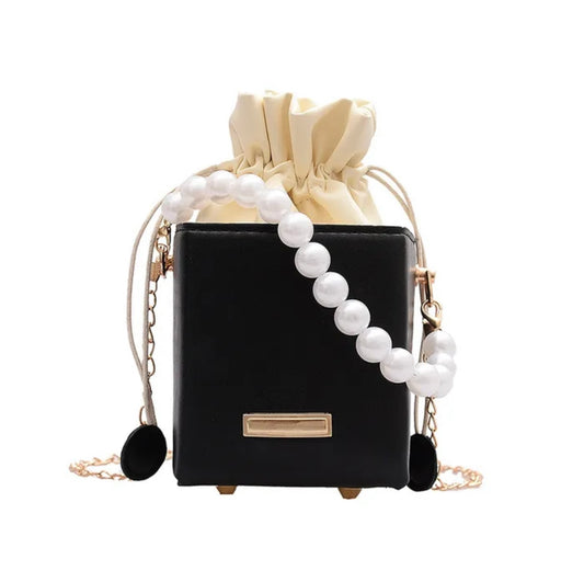 Black Pearl Bucket Handbag