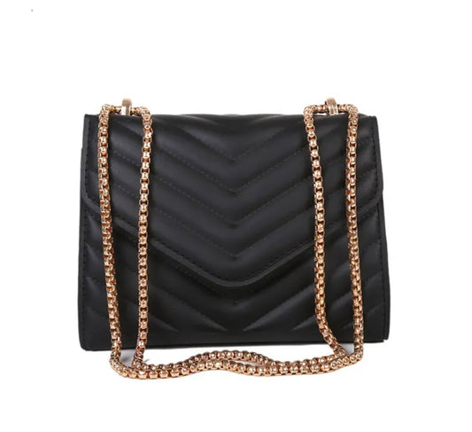 Black Handbag With Gold Strap